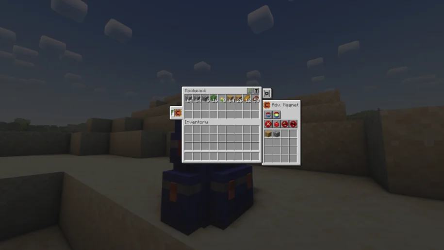 Backpack interface in Minecraft from the Sophisticated Backpacks mod
