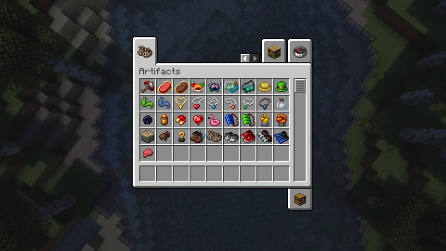 Loot from the Artifacts mod in Minecraft