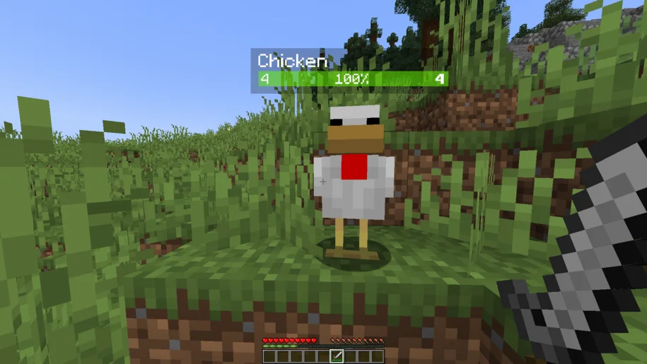 A health bar on a chicken from the Neat mod
