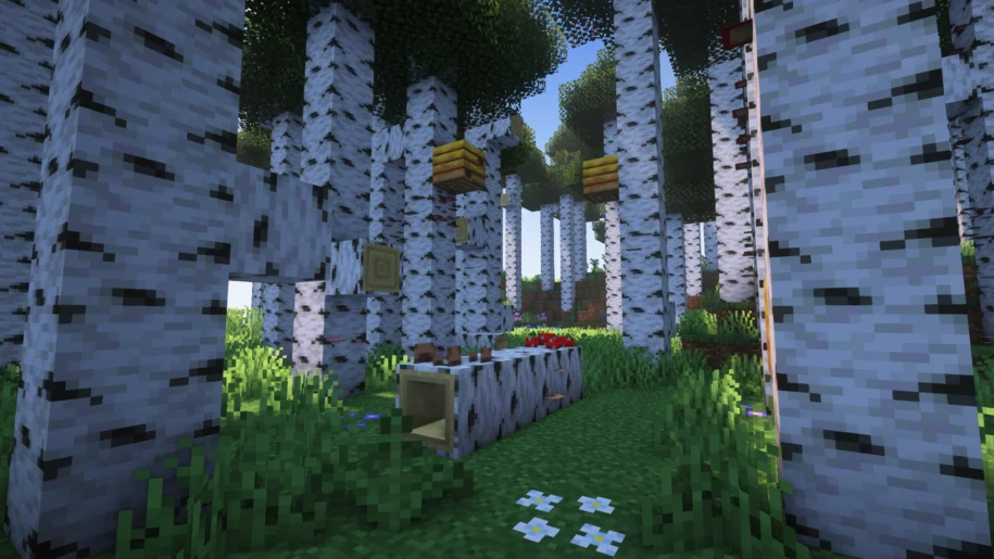 Forêt de bouleaux mystique dans Minecraft du Wilder Wild Mod