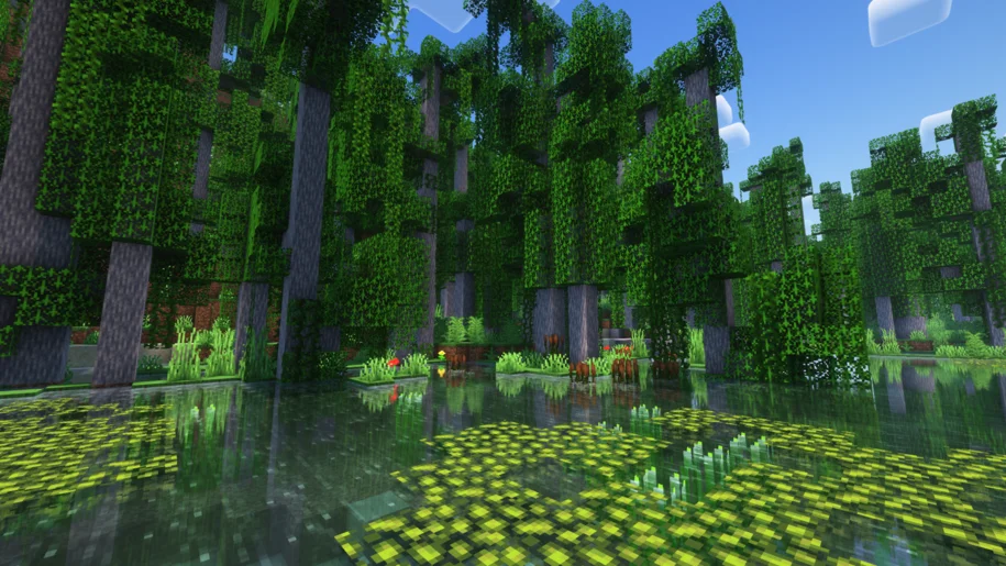 Cypress trees in Minecraft from the Wilder Wild Mod
