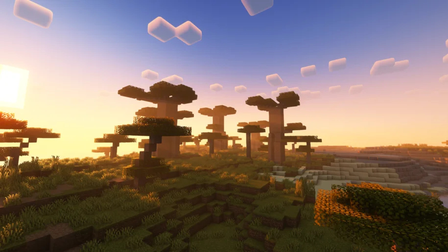 Baobab trees in Minecraft from the Wilder Wild Mod