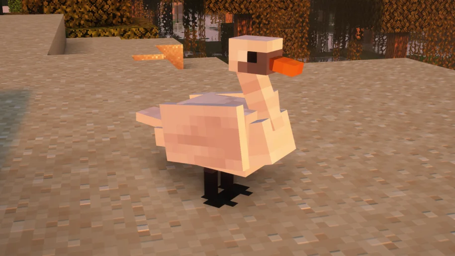 A swan in Minecraft from the Exotic Birds mod