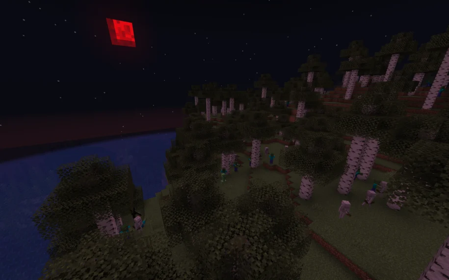 Blood Moon in Minecraft with the Enhanced Celestials Mod