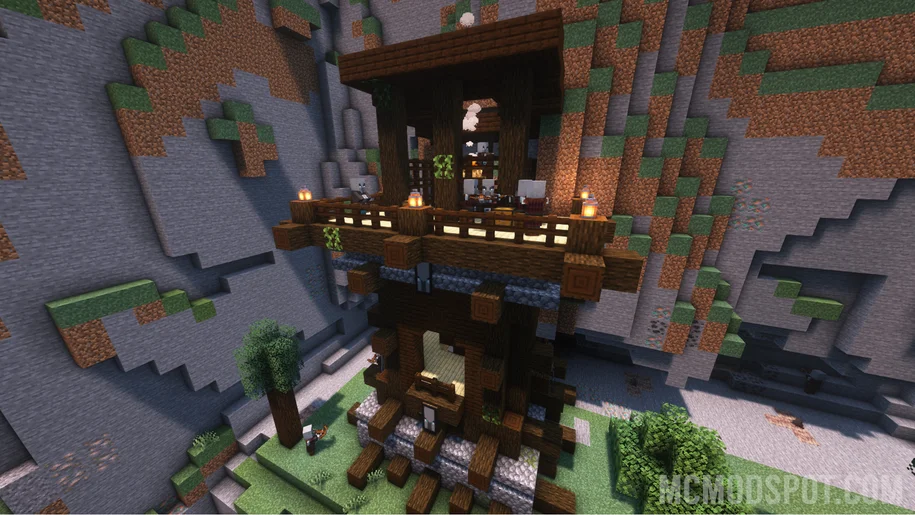 A Pillager outpost in Minecraft from the Savage and Ravage Mod