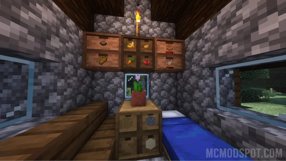 Storage drawers in Minecraft from the Storage Drawers mod