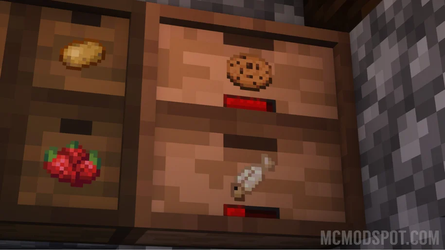 Storage drawers in Minecraft from the Storage Drawers mod