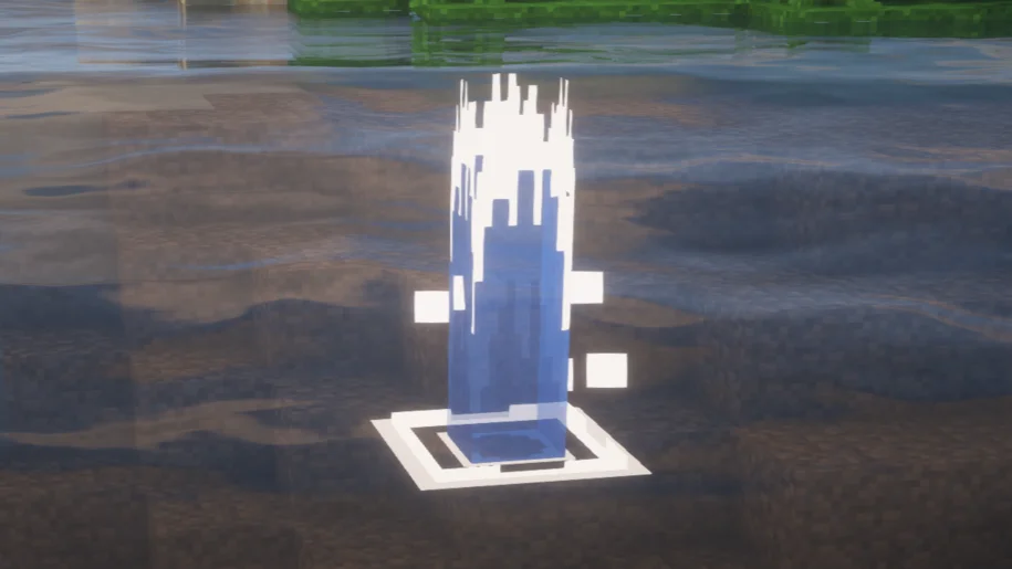 Une éclaboussure d'eau dans Minecraft avec le mod Effective